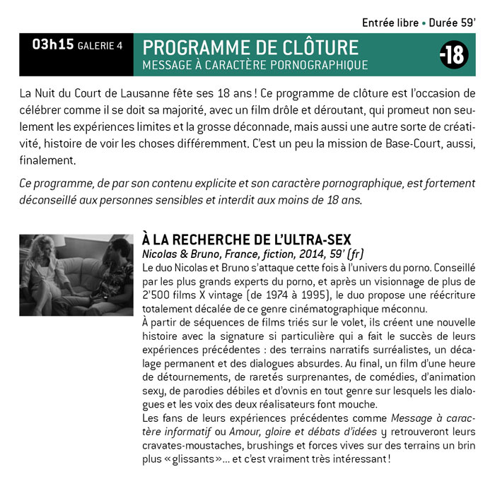 PROGRAMME DE CLÔTURE